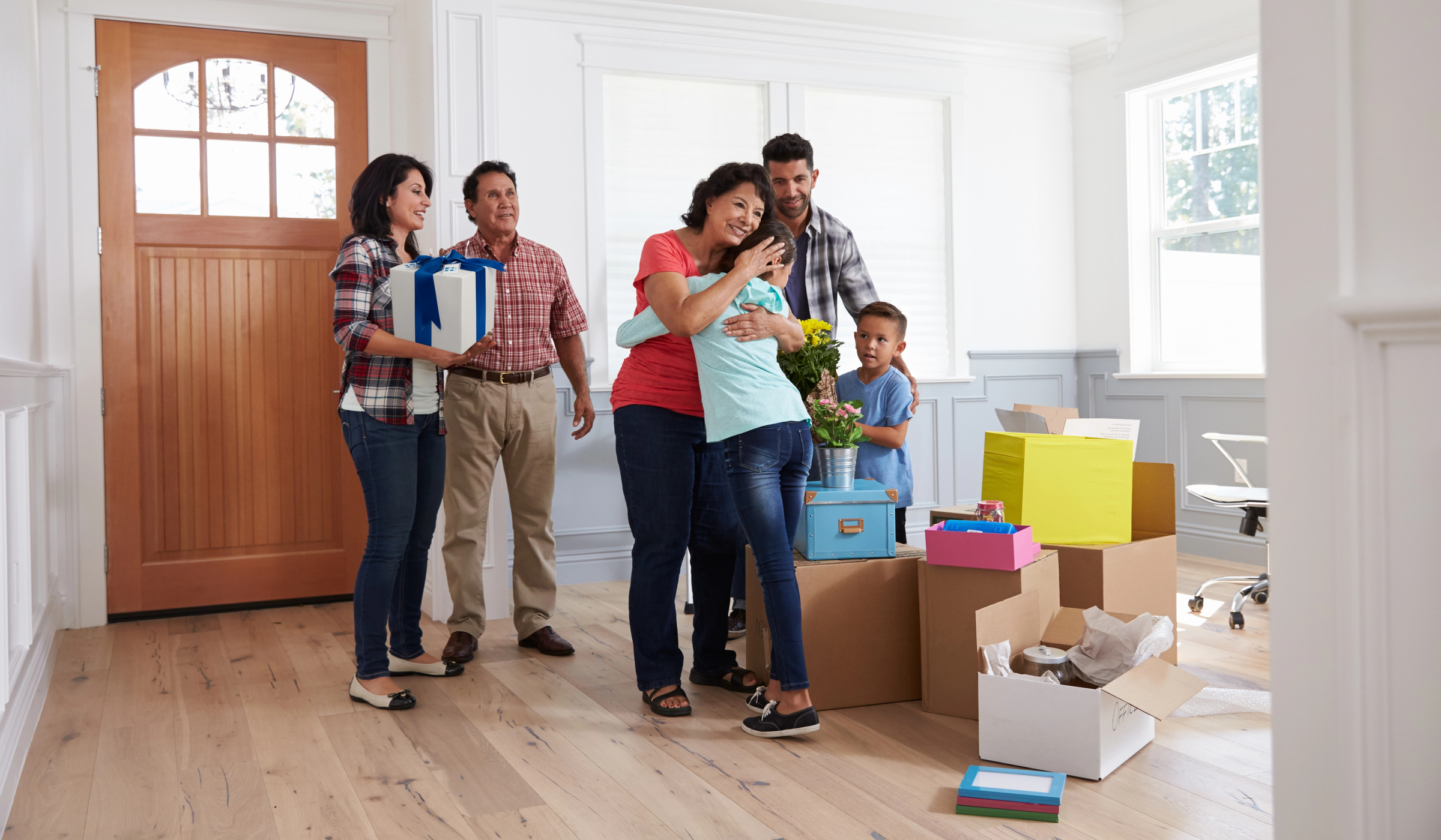 House Warming gift or Home Warming  gift for friends and family filled with move-in essential kit with cleaning supplies, paper goods and take-out supplies 
